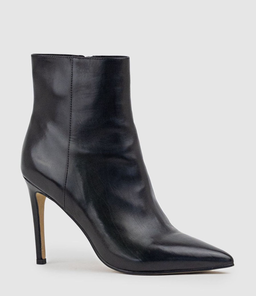 Edward Meller Zelia100 Stiletto Ankle Boot In Black Baby Calf Clearance