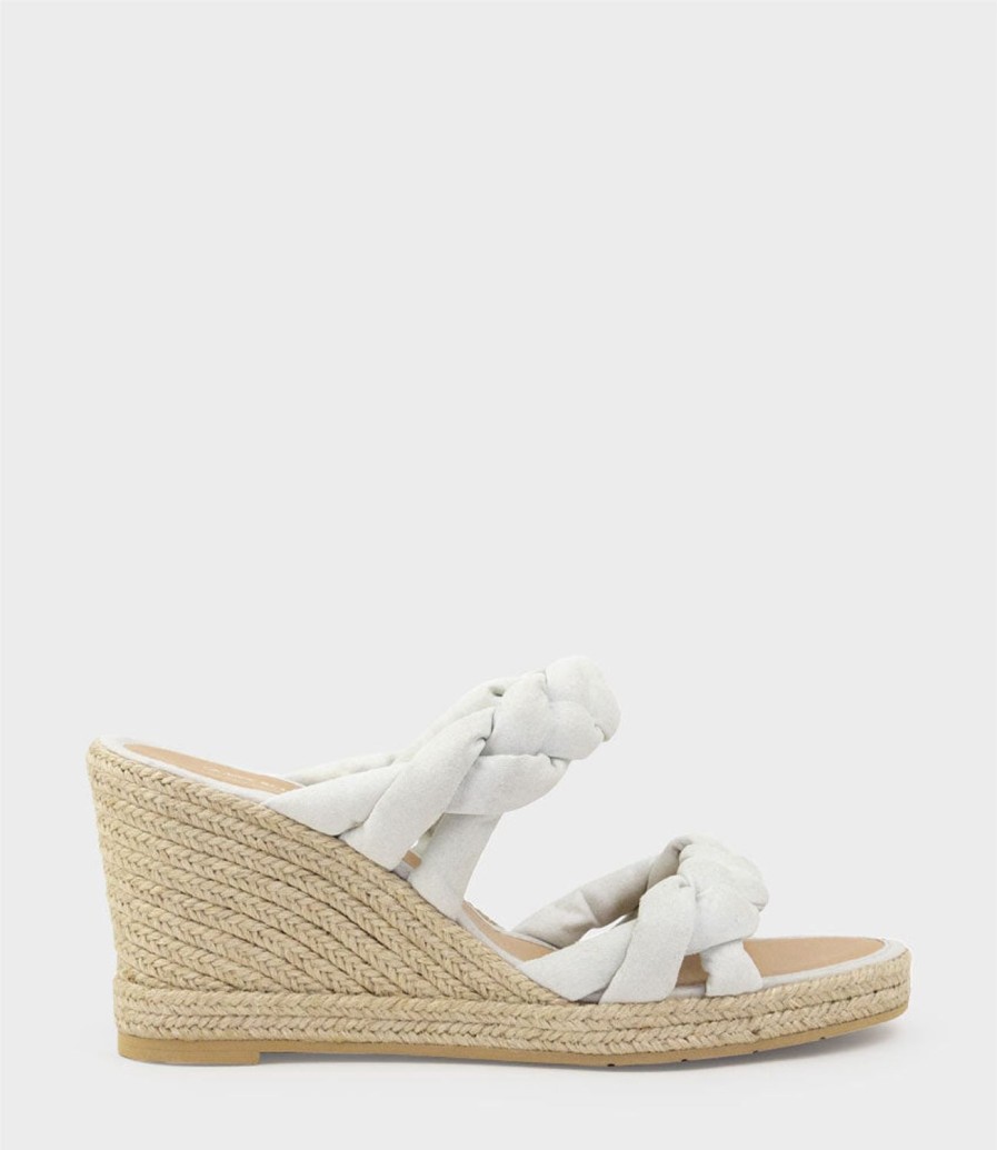 Edward Meller Malone Braided Two Strap Espadrille In Offwhite Suede Best