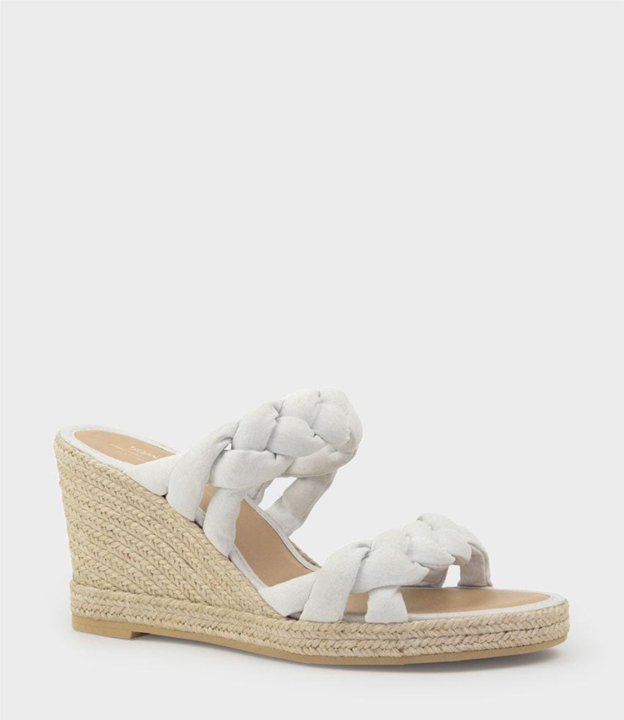 Edward Meller Malone Braided Two Strap Espadrille In Offwhite Suede Best