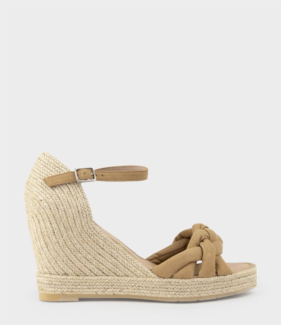 Edward Meller Meena Braided Front Strap Espadrille In Tan Suede Best