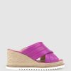 Edward Meller Morgan Quilted Crossover Espadrille In Magenta Clearance