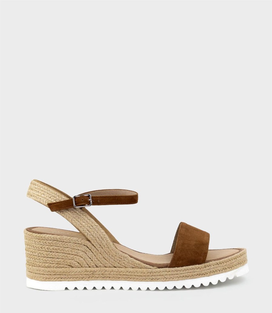 Edward Meller Mylo Single Strap Espadrille In Tan Suede Clearance