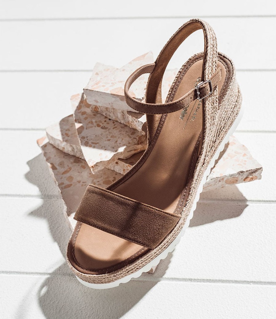 Edward Meller Mylo Single Strap Espadrille In Tan Suede Clearance