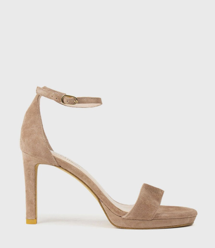 Edward Meller Sylvia90 Platform Sandal In Nude Suede New