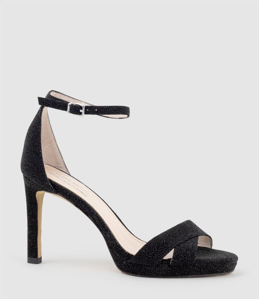 Edward Meller Santo90 Asymmetrical Platform Sandal In Black Speckle Hot