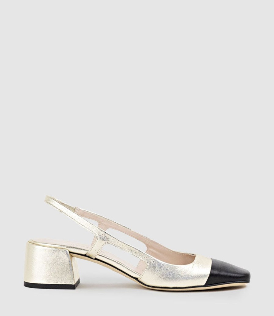 Edward Meller Dakota50 Slingback Pump With Cap Toe In Platino Best