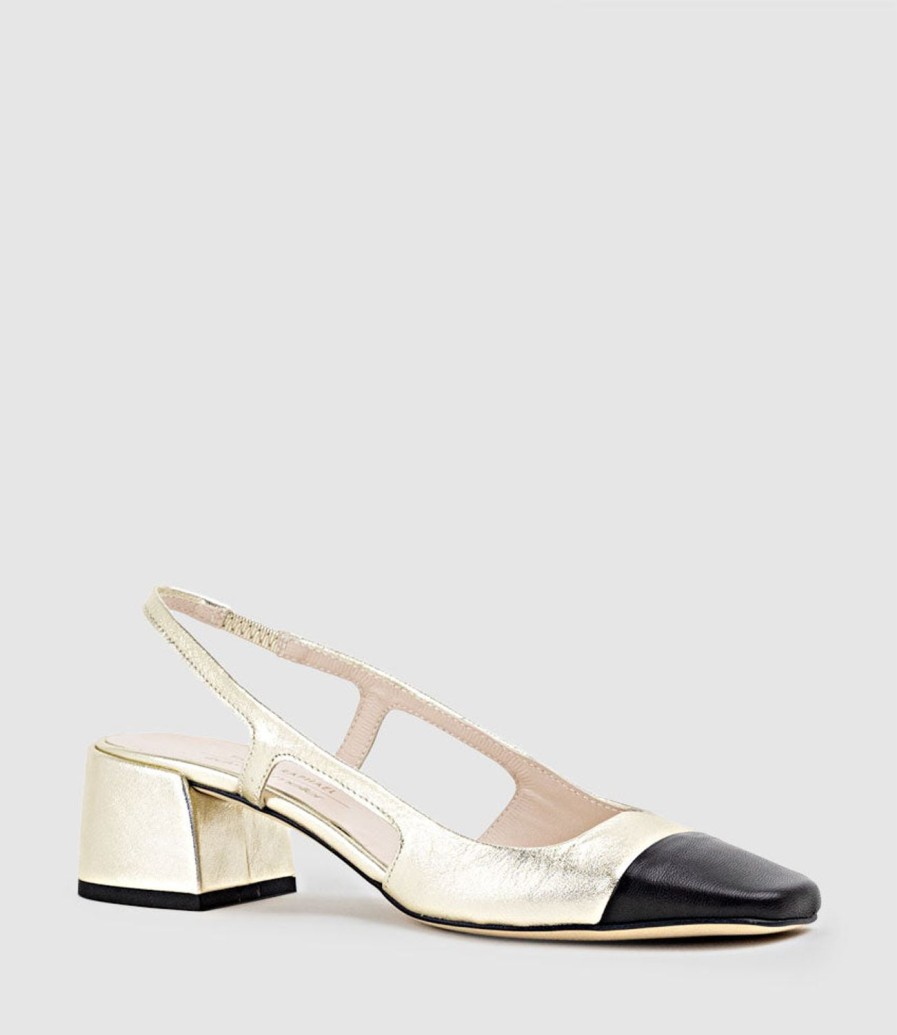 Edward Meller Dakota50 Slingback Pump With Cap Toe In Platino Best