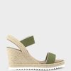 Edward Meller Mya Two Strap Elastic Espadrille In Khaki New