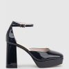 Edward Meller Rimini95 Closed Toe Platform Sandal In Black Patent Wholesale