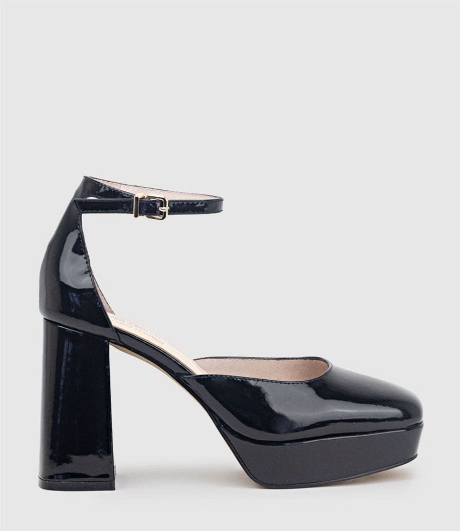 Edward Meller Rimini95 Closed Toe Platform Sandal In Black Patent Wholesale