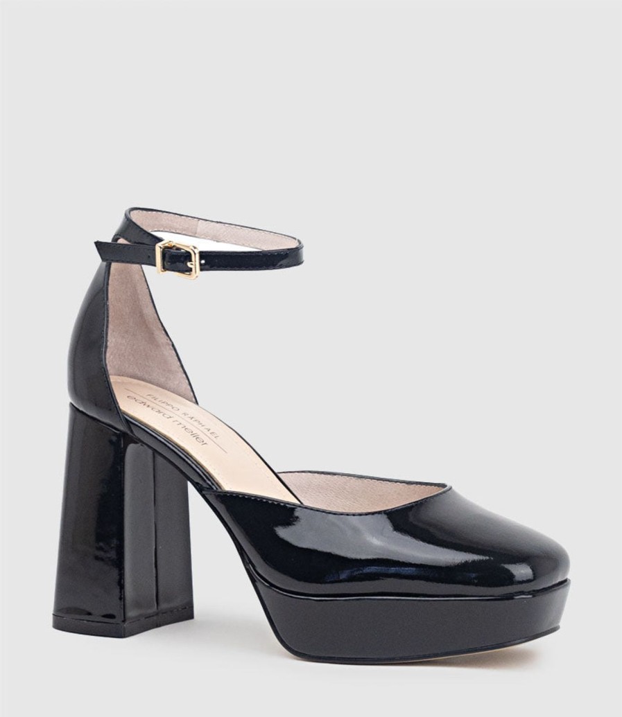 Edward Meller Rimini95 Closed Toe Platform Sandal In Black Patent Wholesale