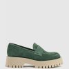 Edward Meller Greville Loafer On Lug Sole In Green Suede Online