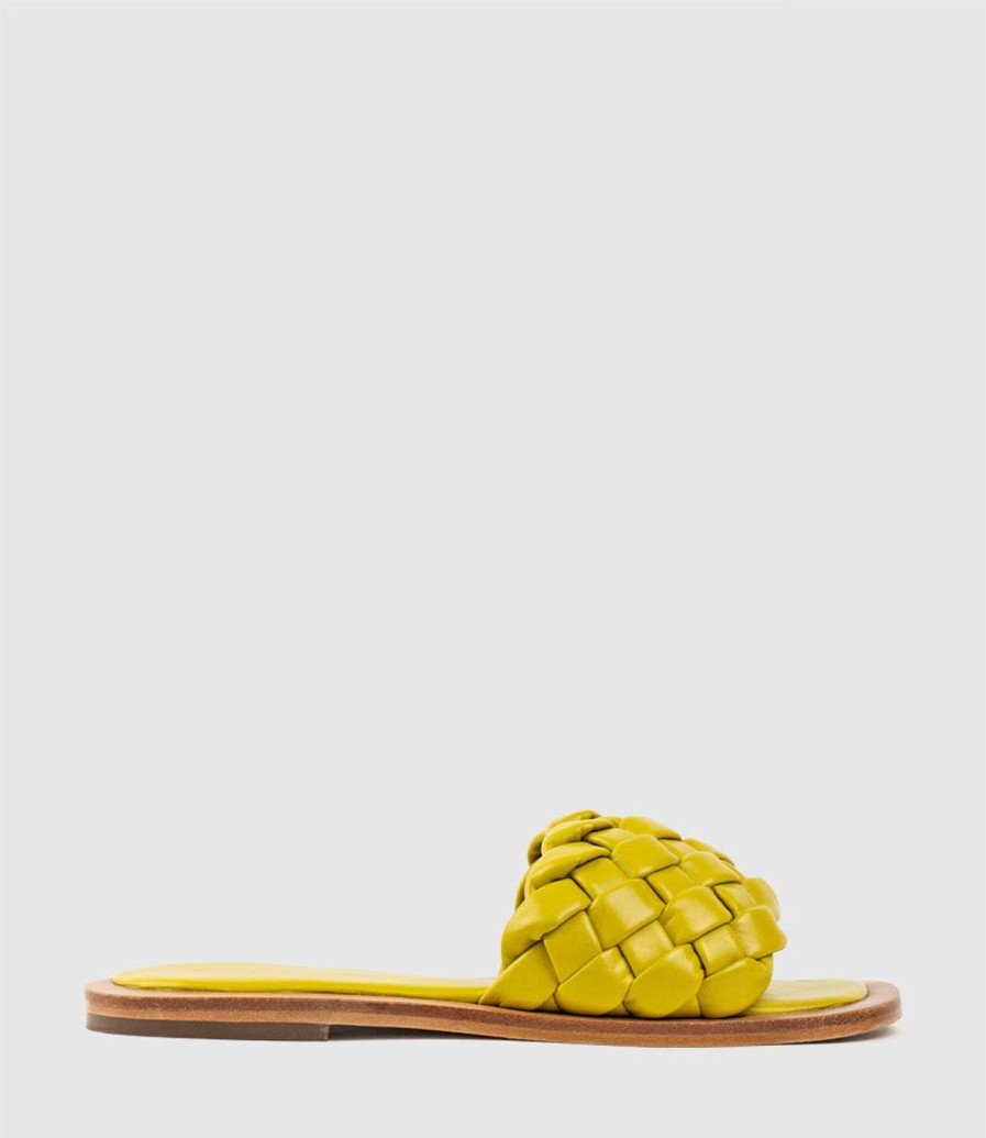 Edward Meller Keira Woven Simple Slide In Lemon Online