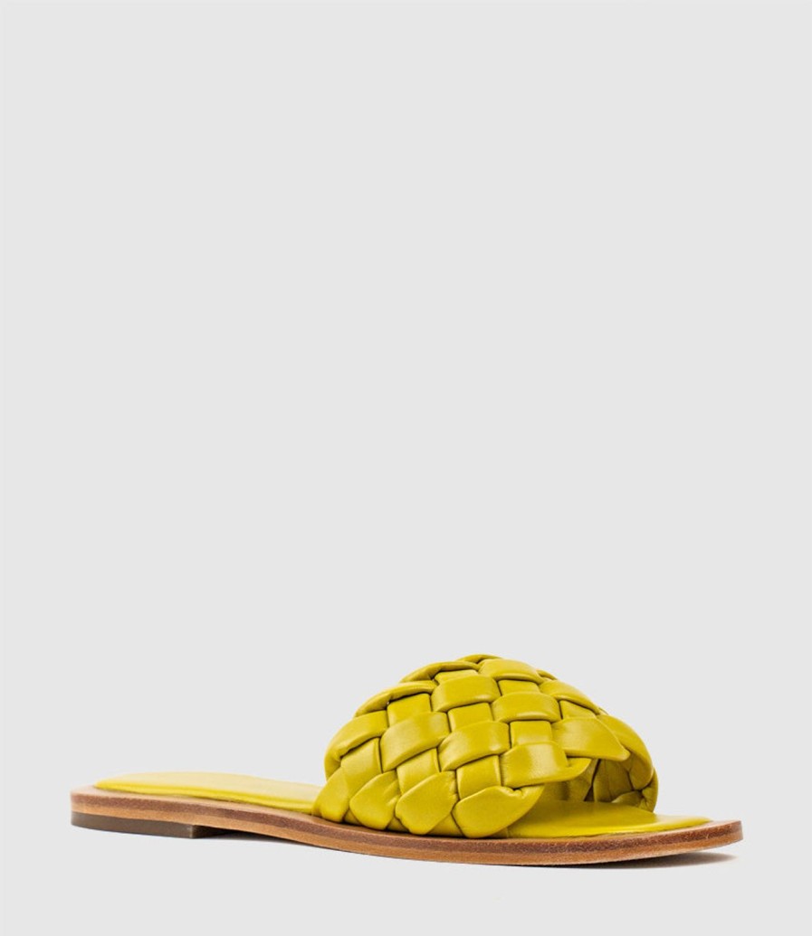 Edward Meller Keira Woven Simple Slide In Lemon Online