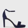 Edward Meller Sylvia90 Platform Sandal In Navy Suede Clearance