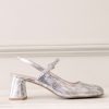 Edward Meller Darla70 Squond Slingback Pump In Silver Clearance