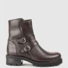 Edward Meller Carly Double Buckle Biker Boot In Espresso Clearance