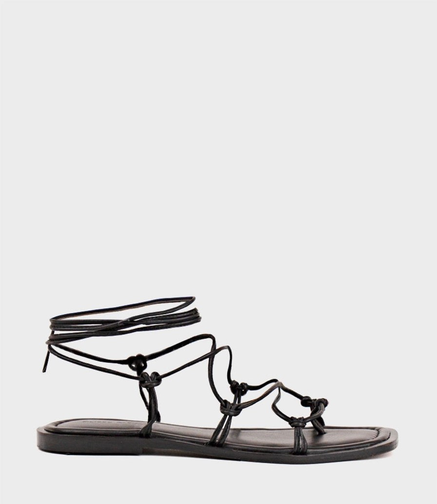 Edward Meller Samilla Sandal With Knotted Ankle Tie In Black Wholesale