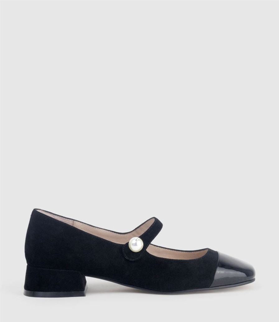 Edward Meller Capulet30 Cap Toe Mary Jane In Black Suede Online