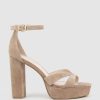 Edward Meller Sloane110 Platform Sandal In Nude Suede Wholesale