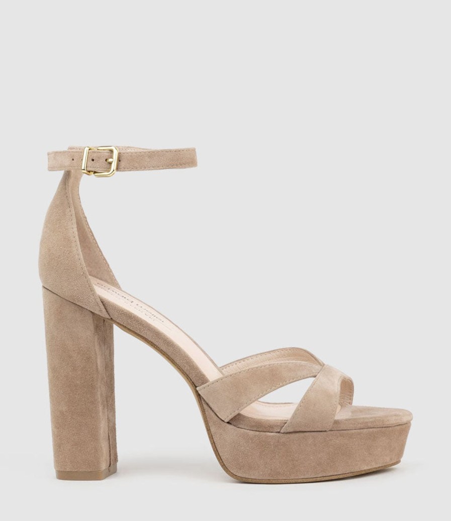 Edward Meller Sloane110 Platform Sandal In Nude Suede Wholesale