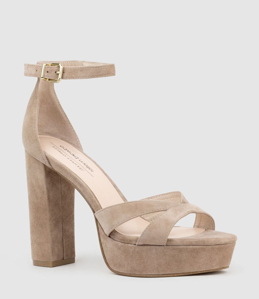 Edward Meller Sloane110 Platform Sandal In Nude Suede Wholesale