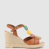 Edward Meller Mille Bauble T Bar High Espadrille In Tan Clearance