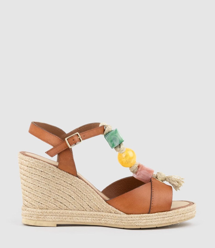 Edward Meller Mille Bauble T Bar High Espadrille In Tan Clearance