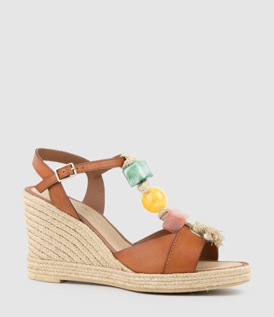 Edward Meller Mille Bauble T Bar High Espadrille In Tan Clearance