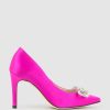 Edward Meller Astiria90 Pump With Crystal Bow In Hot Pink Satin Wholesale