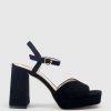 Edward Meller Rhiana95 V Throat Platform Sandal In Black Suede Best