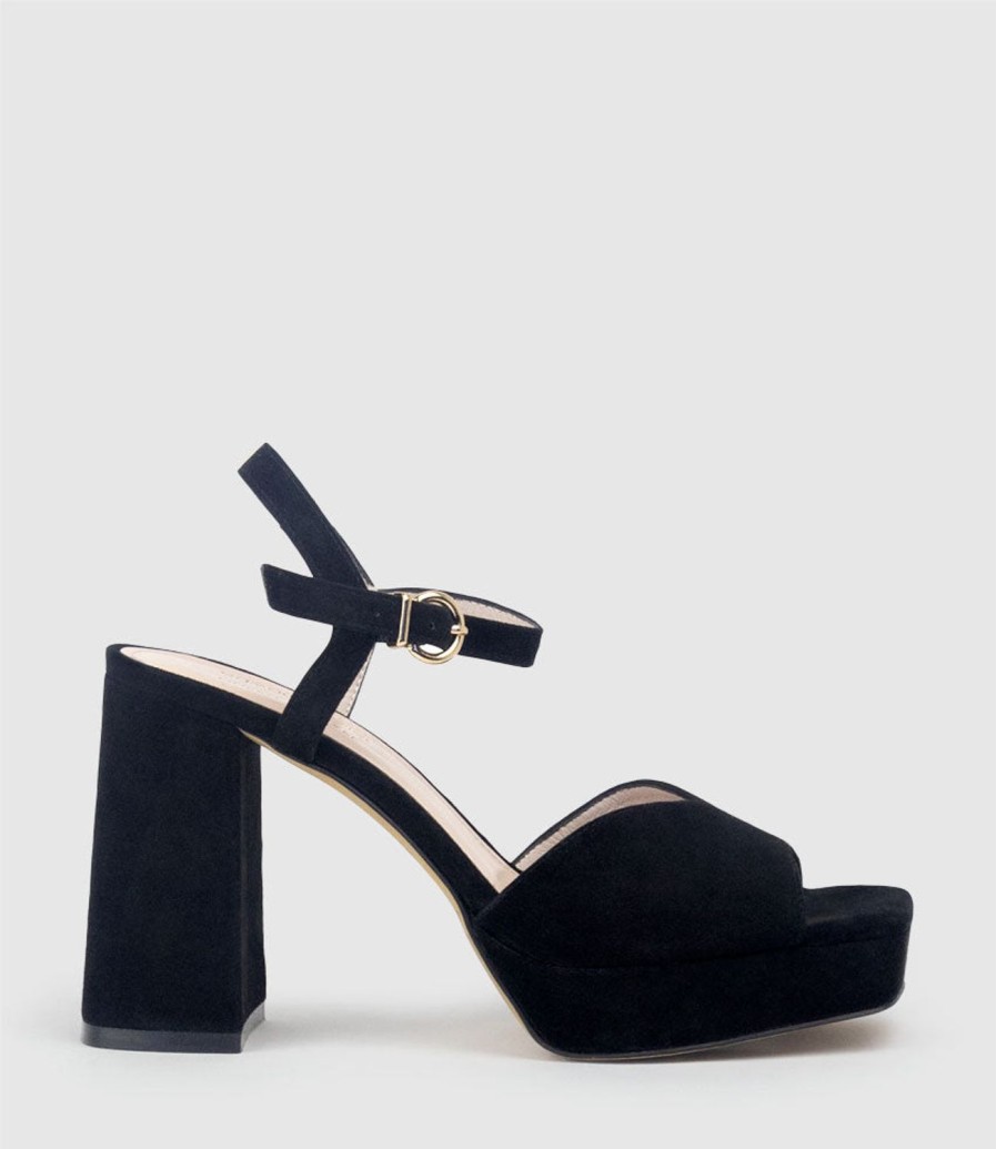 Edward Meller Rhiana95 V Throat Platform Sandal In Black Suede Best