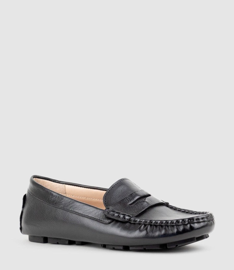 Edward Meller Gracey Driving Moccasin In Black Calf Online