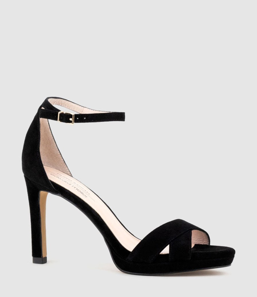 Edward Meller Santo90 Asymmetrical Platform Sandal In Black Suede Hot