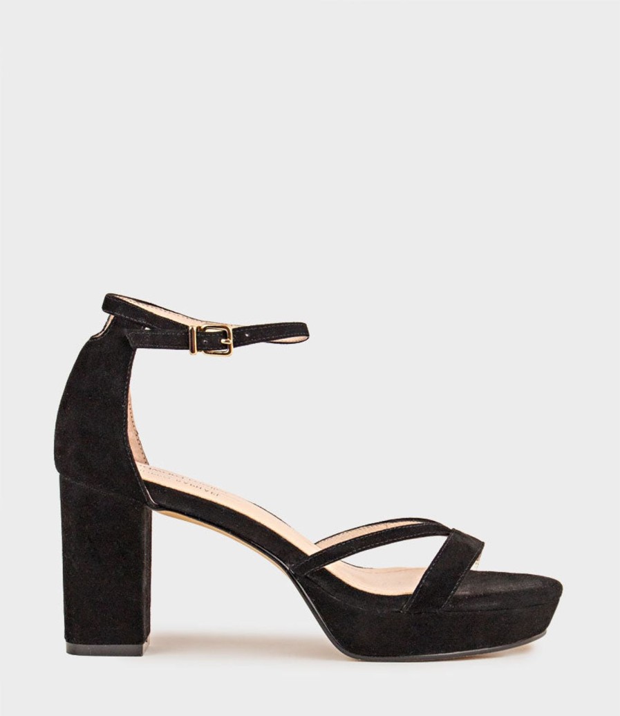 Edward Meller Rina80 Platform Sandal In Black Suede Online