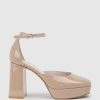 Edward Meller Rimini95 Closed Toe Platform Sandal In Nude Patent Clearance