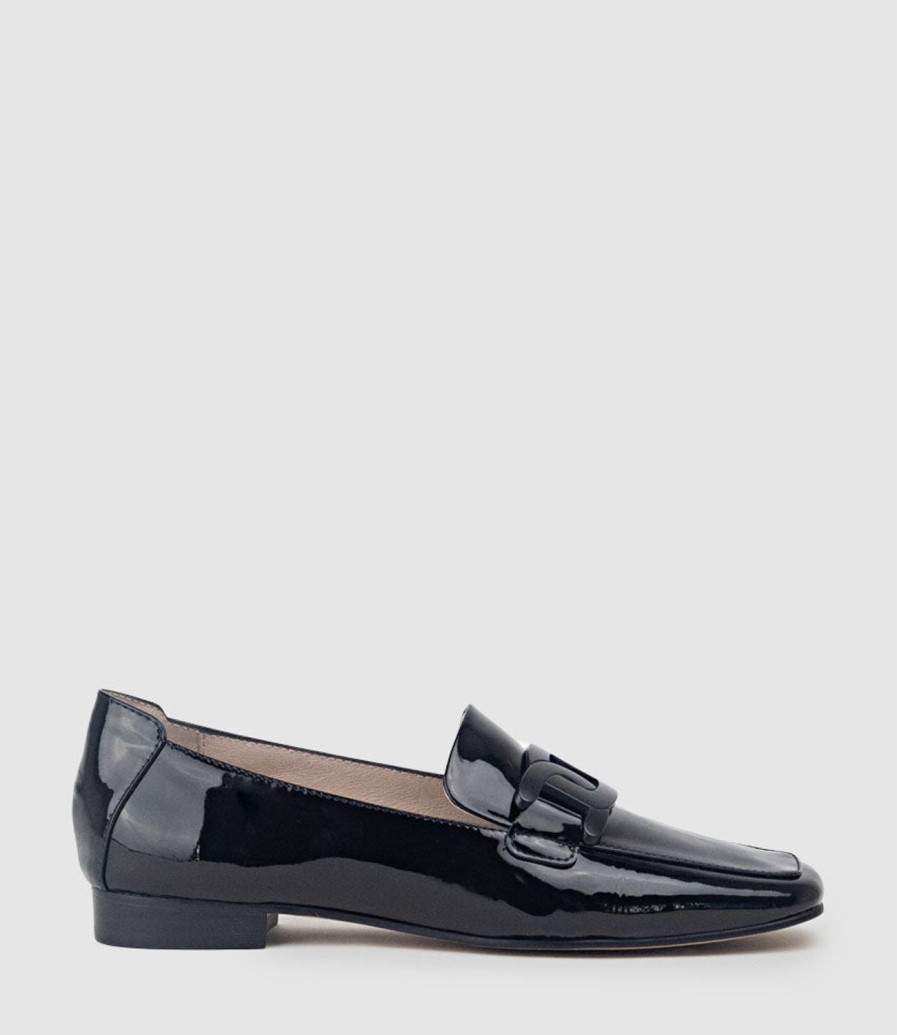 Edward Meller Grady Moccasin With Hardware In Black Patent Hot