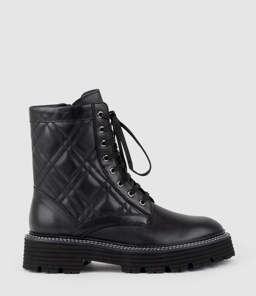 Edward Meller Yasmin Quilted Lace Up Boot In Black Online