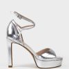 Edward Meller Sirio110 Ankle Wrap Platform Sandal In Silver Hot