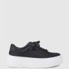 Edward Meller Jody Chunky Sole Canvas Sneaker In Black New