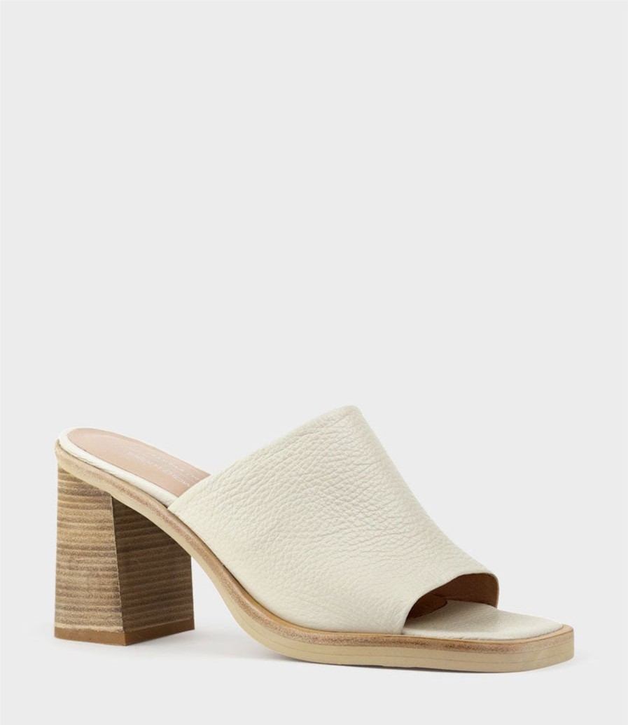 Edward Meller Inaya90 Block Heel Slide In Offwhite Wholesale