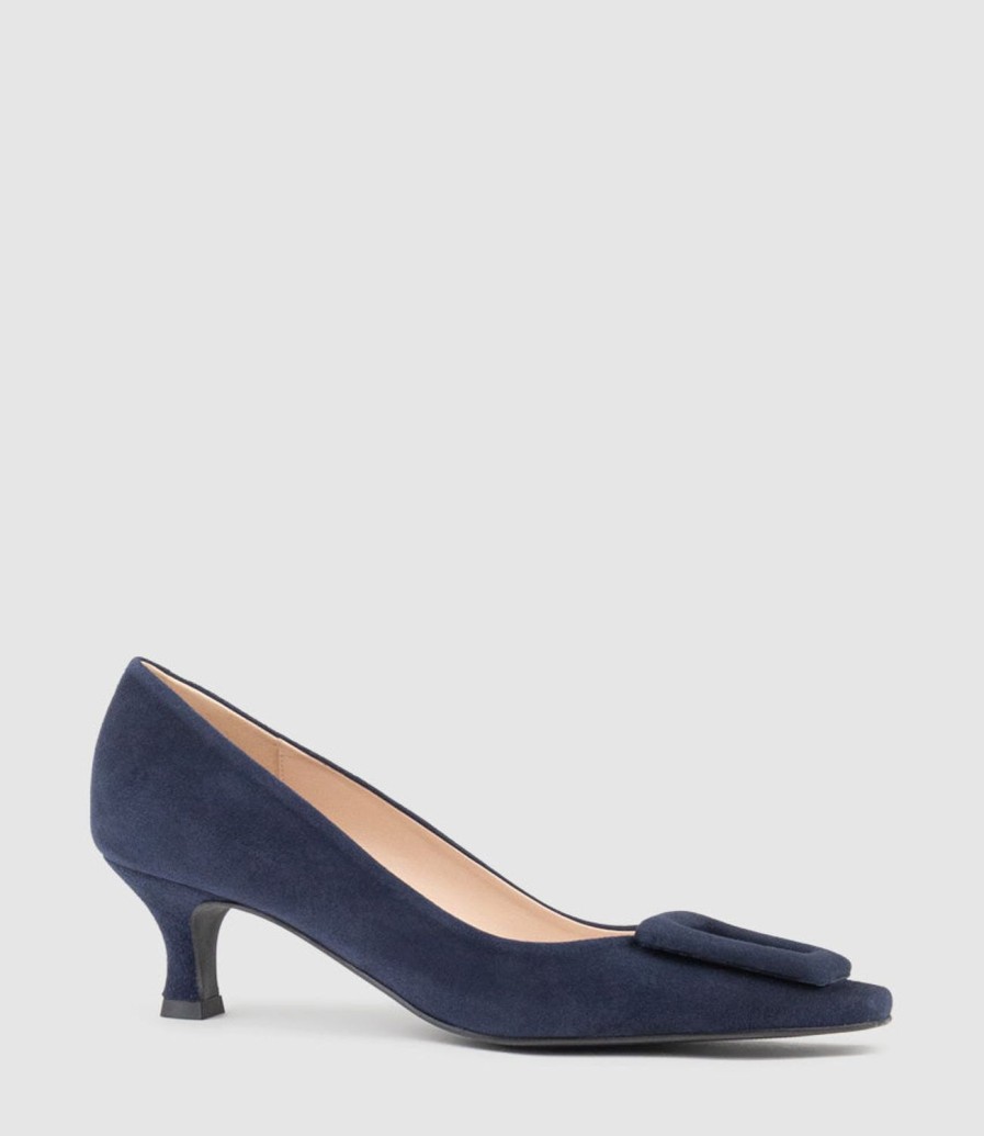 Edward Meller Astra60 Pump With Trim In Navy Suede Best