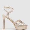 Edward Meller Syren110 Ankle Wrap Platform Sandal In Rosegold Clearance