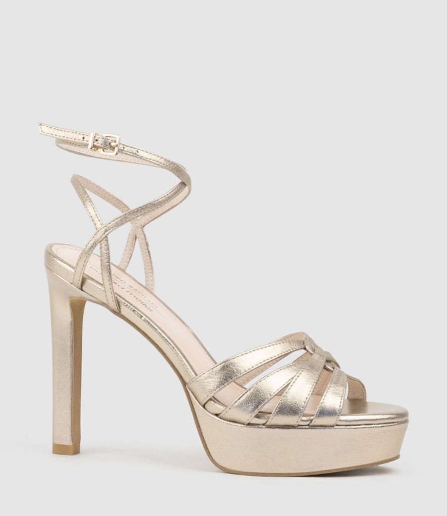 Edward Meller Syren110 Ankle Wrap Platform Sandal In Rosegold Clearance