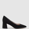 Edward Meller Brooke65 Pointed Block Heel Pump In Black Suede New