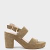 Edward Meller Ramy80 Two Strap Sandal On Self Covered Unit In Camel Suede Online