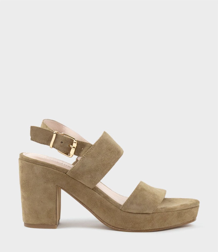 Edward Meller Ramy80 Two Strap Sandal On Self Covered Unit In Camel Suede Online