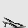 Edward Meller Dulce60 Slingback Pump With Buckle In Pewter Crinkle Wholesale