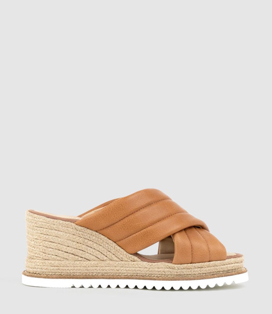 Edward Meller Morgan Quilted Crossover Espadrille In Tan New