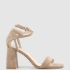 Edward Meller Kelsey85 Ankle Wrap Sandal In Nude Suede Hot